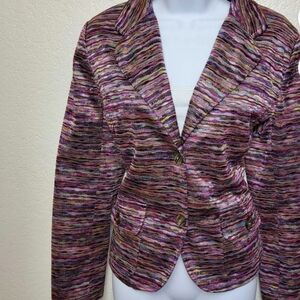 Joni B Vintage Watercolored Striped 100% Polyester Shoulder Pads Womens Medium